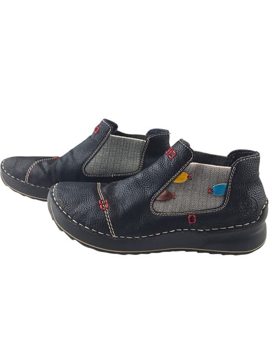 Rieker Shoes - Rieker | Montenegro Series-Black Pull on Boots-Fish Design | Size 42 (US 10)